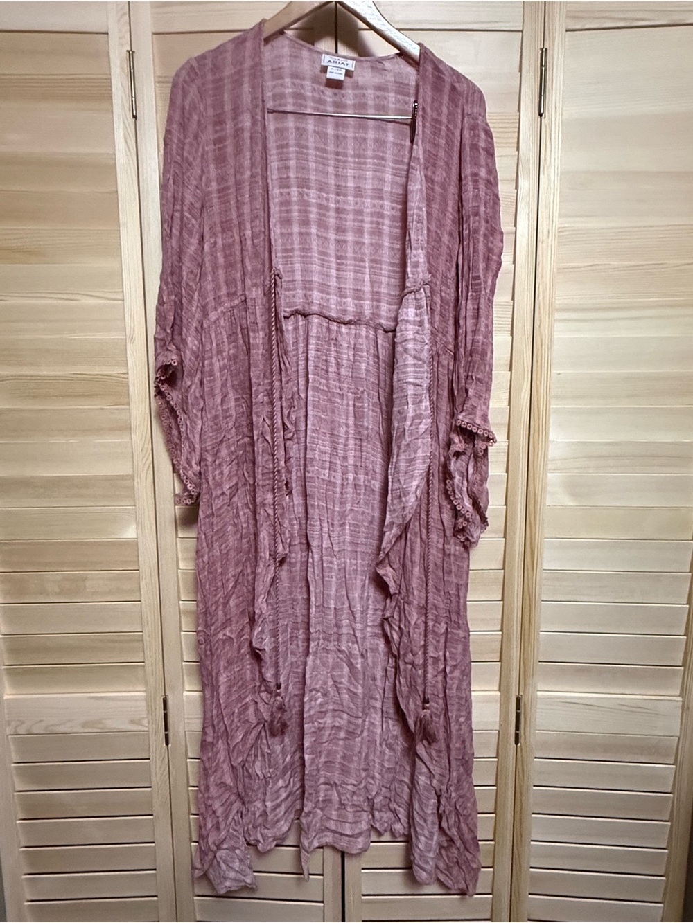 Ariat Mauve Open-Front Duster Cardigan